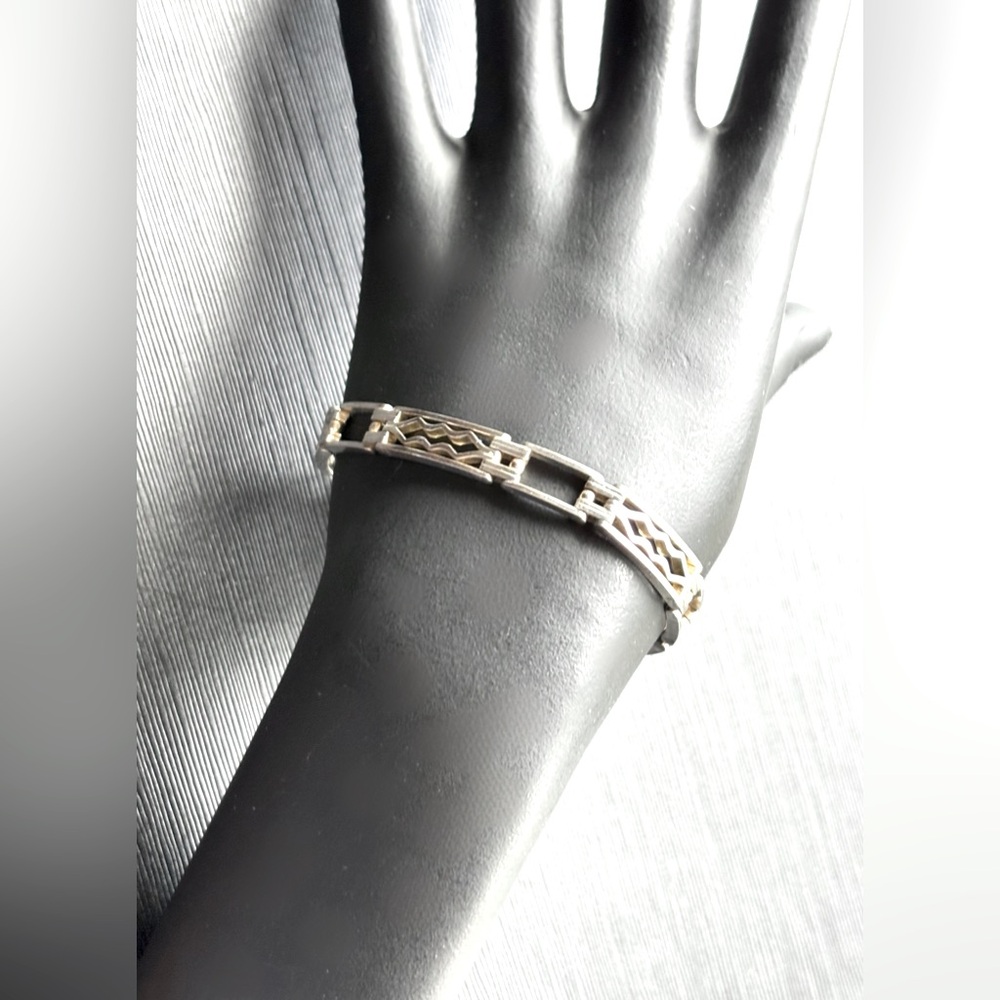 Sterling Silver Rectangle-Link Bracelet - Unisex … - image 5
